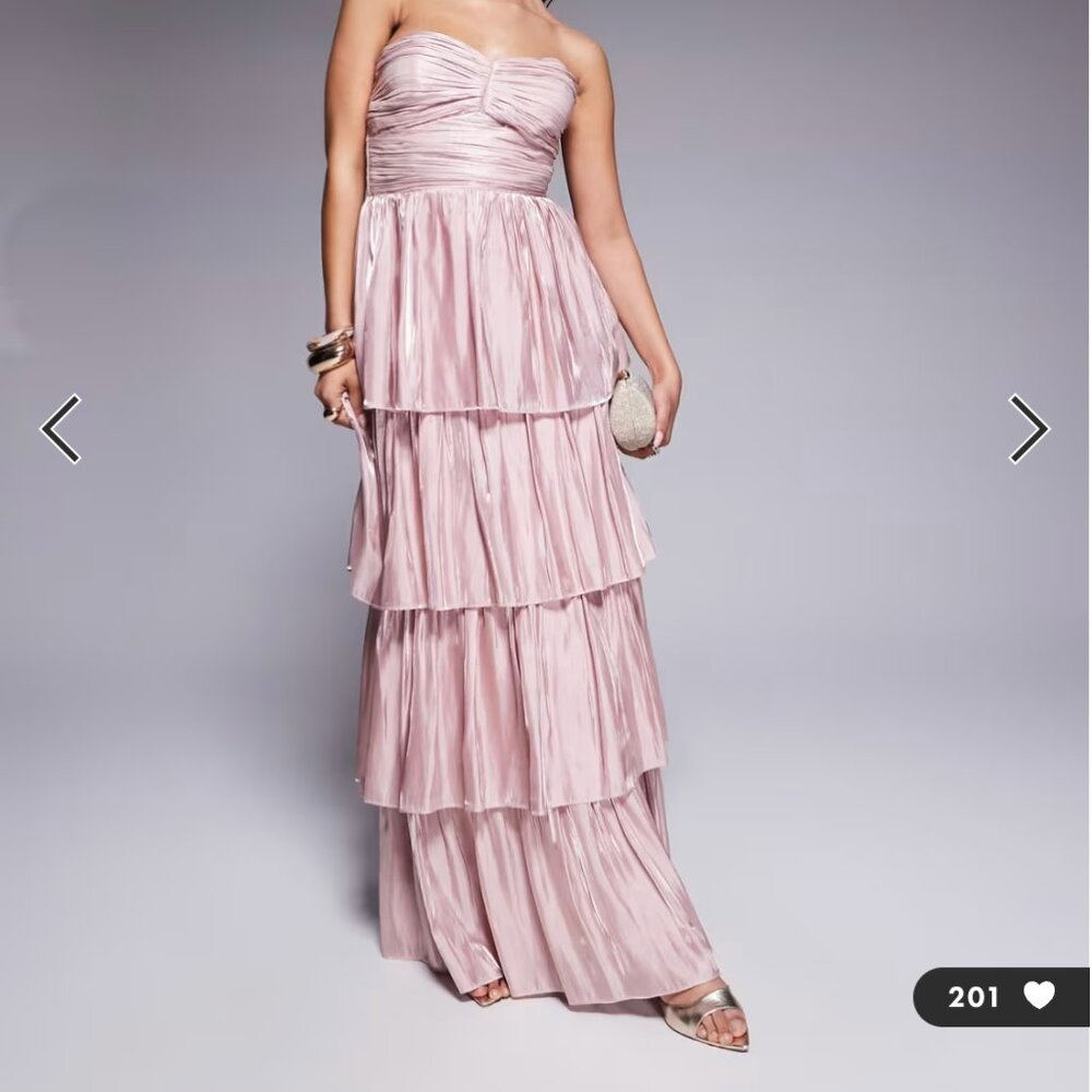 Lulu's Pink Strapless Tiered Dress